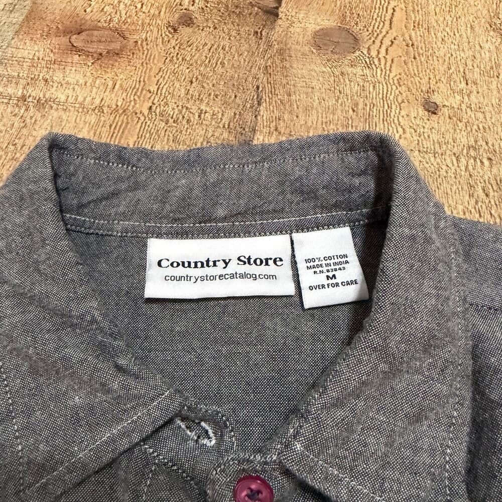 Country Store Womens Gray 100% Cotton Embroidered Halloween Button Down Top Sz M - Picture 4 of 4
